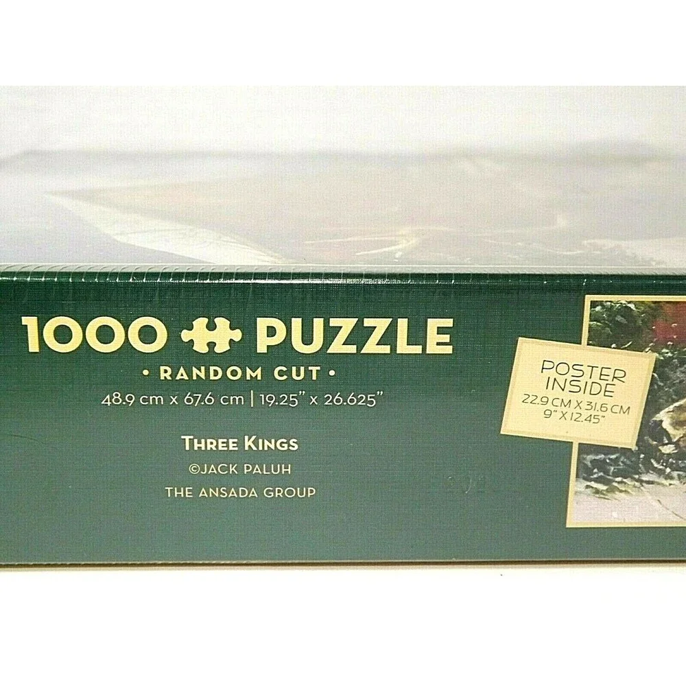 Cobble Hill Three Kings Puzzle Snow Barn Deer Winter 1000 Piece Poster New